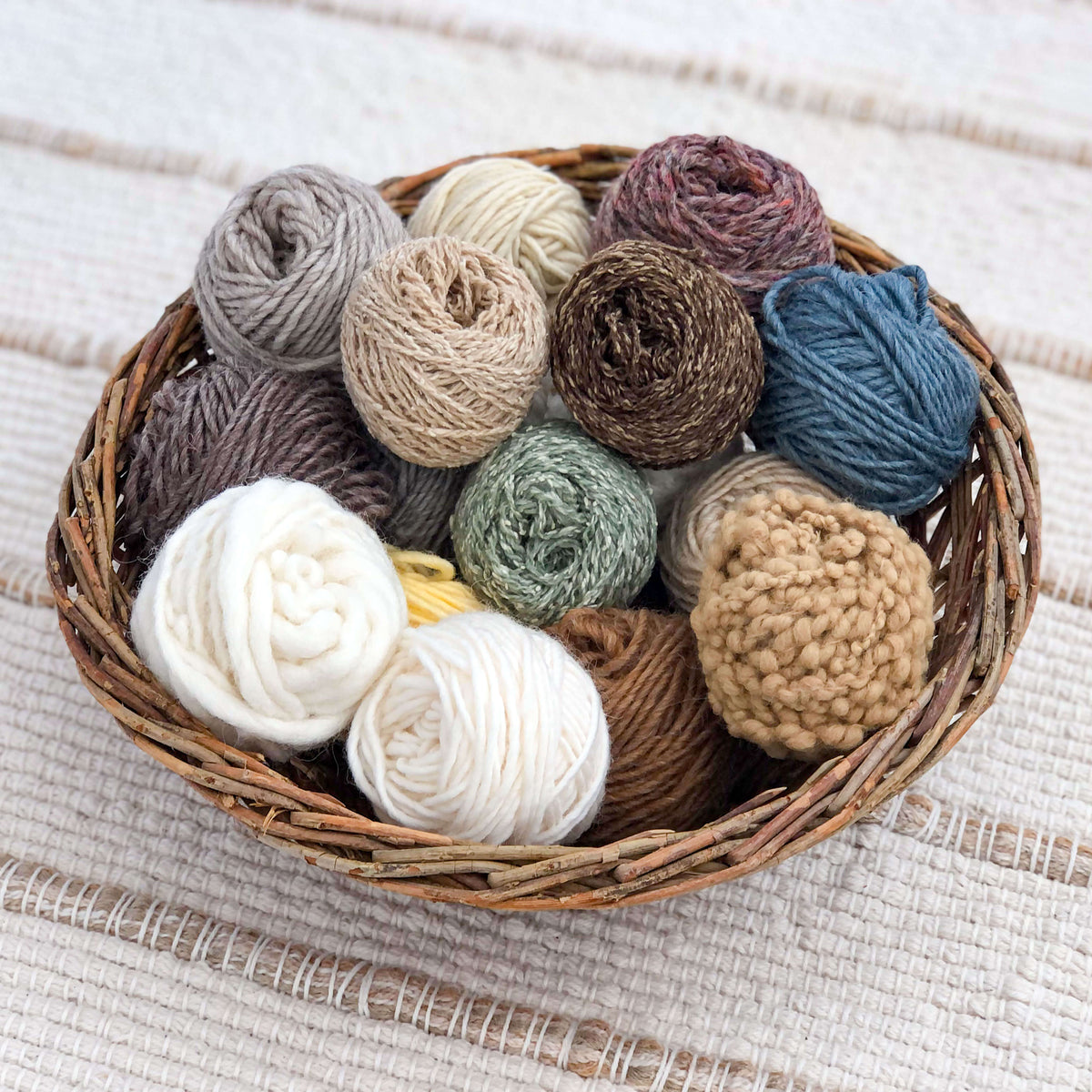 Wood Loom Weaving Kit - Wool Yarn in Natural Colors