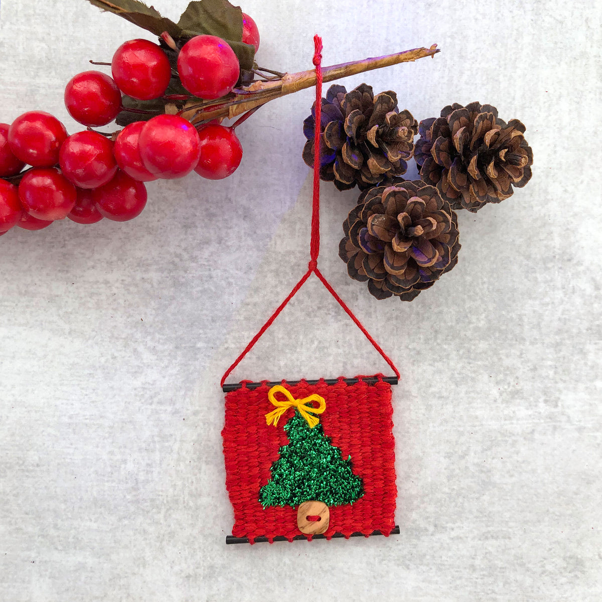 Tiny Loom  Kit- Handwoven Christmas Tree Ornament Kit