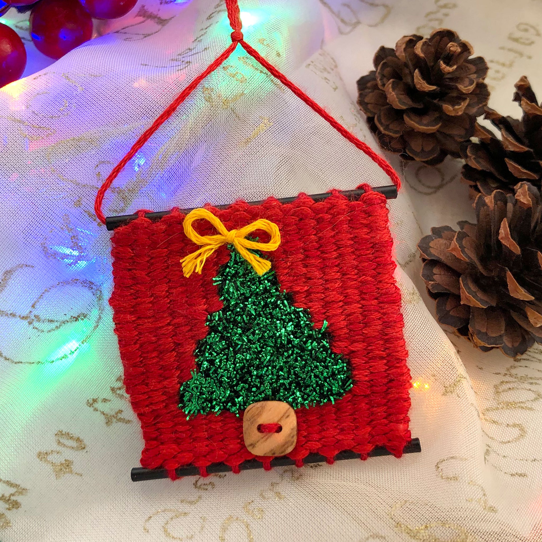Tiny Loom Kit- Handwoven Christmas Tree Ornament Kit - The Creativity Patch  - Lucy Jennings